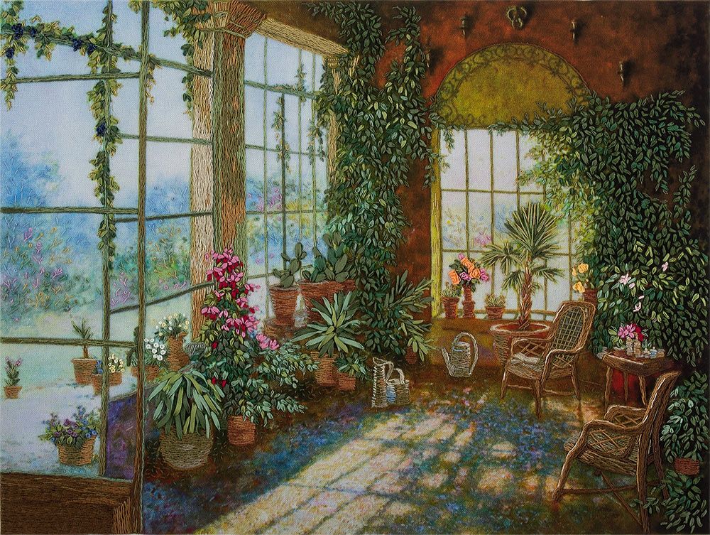 Набор для вышивания нитками Panna Живая картина JK-2029, Зимний сад, 29.5х22 см