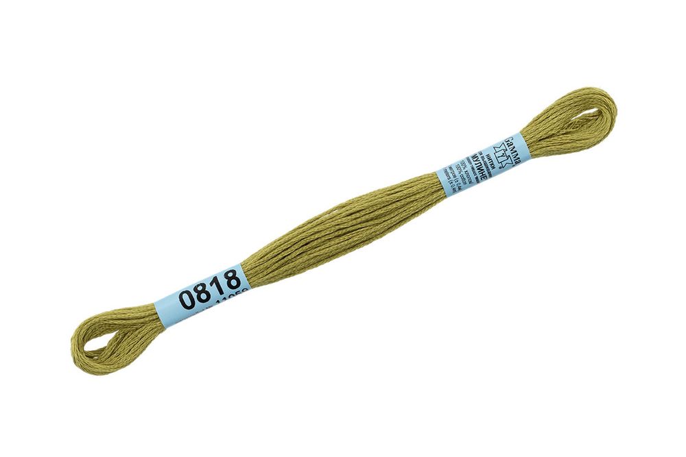 Мулине Gamma 100% хлопок, цв.0818 оливковый, 24 мотка по 8 метров