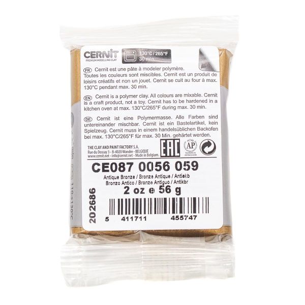 Полимерная глина Cernit Metallic запекаемая, имитация металла 56 гр, 059 античная бронза