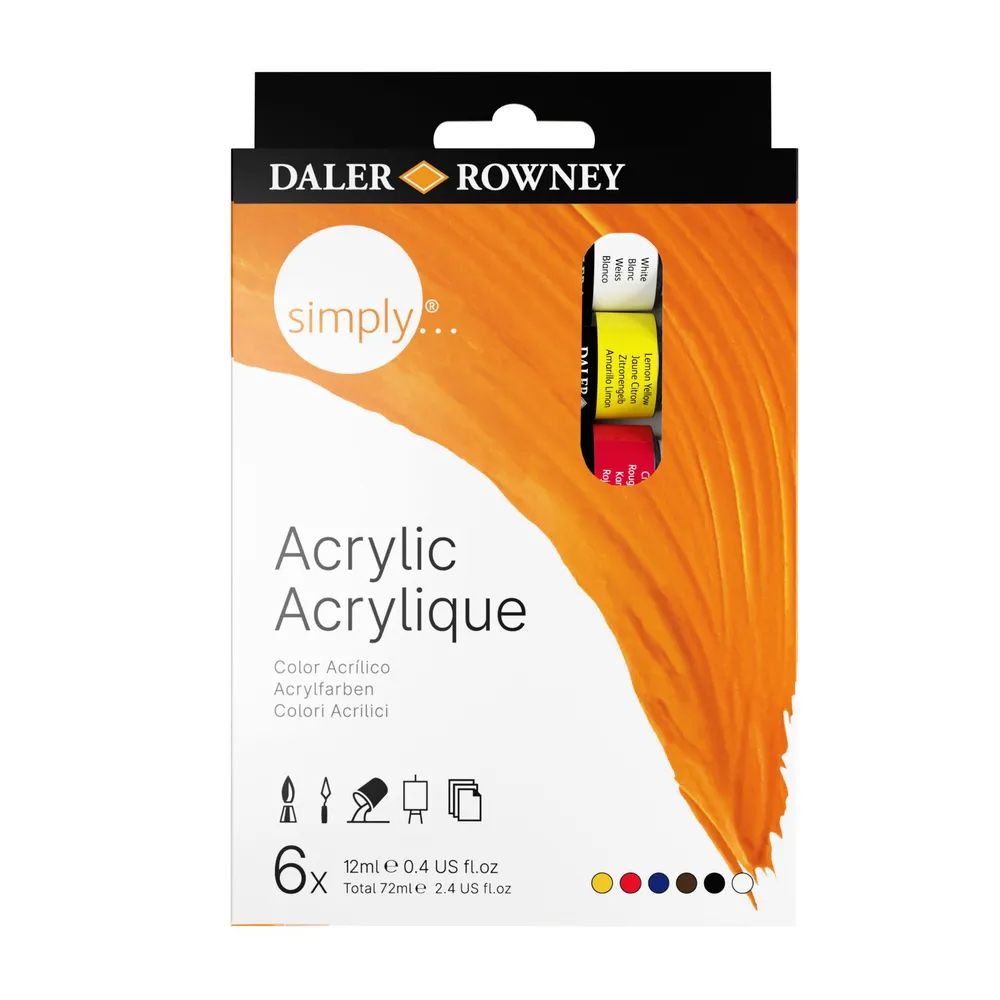 Краска акриловая Daler Rowney набор Simply 6 цв.х12 мл, Daler Rowney 126500006