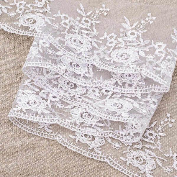 Кружево капроновое широкое 110 мм / 3.4 м (±4 см) 0574-5001, белый