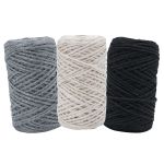 Шпагат джутовый ⌀1.4 мм / 50 метров (50 г), 2-ниточный, 1200 текс, евробобина, 3 шт, ассорти 4 (белый, серый, черный)