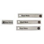 Бирка кожаная с кнопкой "Hand Made" 1,3х7см, уп.4 шт (светло-серый)