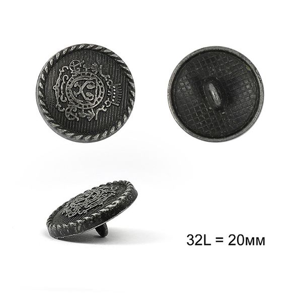 Пуговицы металлические на ножке 32L-20мм, С-ME309 цв.серебро, 36 шт