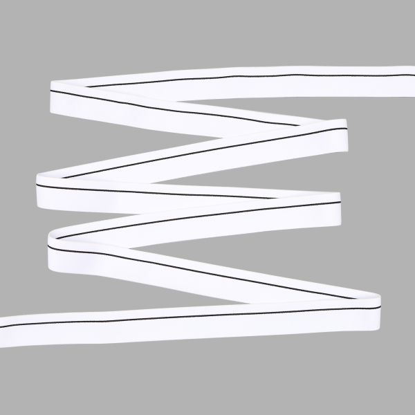 Резинка для мужских трусов и боксеров 30.0 мм / 25 метров, тканая мягкая, 21 г/м, белый/черный полоса