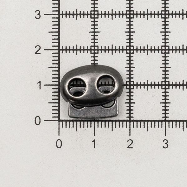 Фиксатор (зажим) для шнура металл плоский, 2 отв., 18х15 мм, (in ⌀4.5 мм), мет. цв.чер.никель, 20 шт