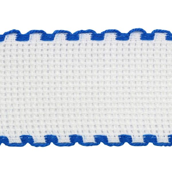 Канва лента 35 мм / 1.5 метра, 100% хлопок Bestex (белый/синий)