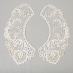 Пришивной кружевной воротник 100 мм, на сетке, 5 пар, Турция, кремовый/под золото, Gamma VKRM-27-03