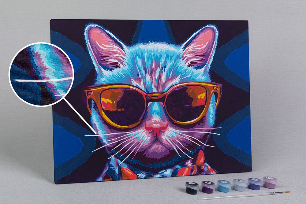 Картина по номерам Фрея PNB/PM-211, Неоновый кот в очках, 40х30 см