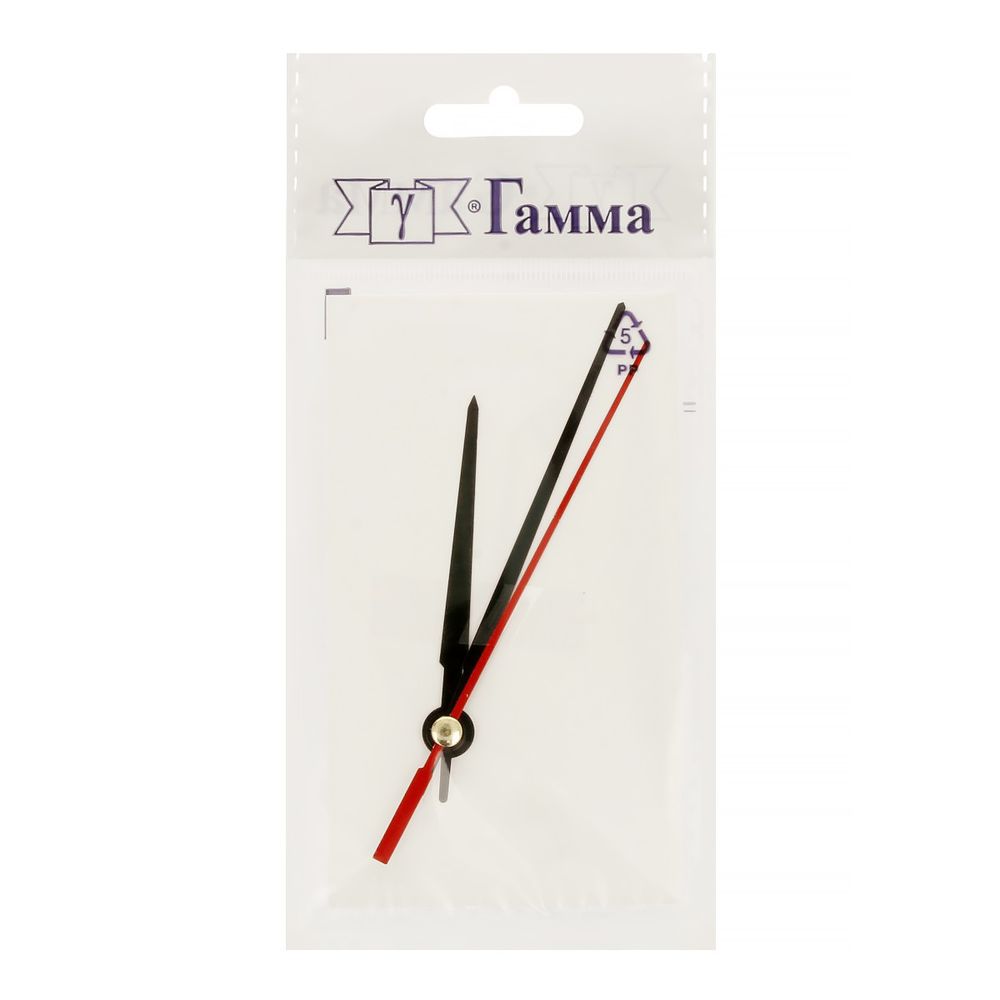 Стрелки для часовых механизмов (часовая/минутная/секундная) ЧМС, 5 шт, 65/90/85 мм, (черный/красный), ЧМС