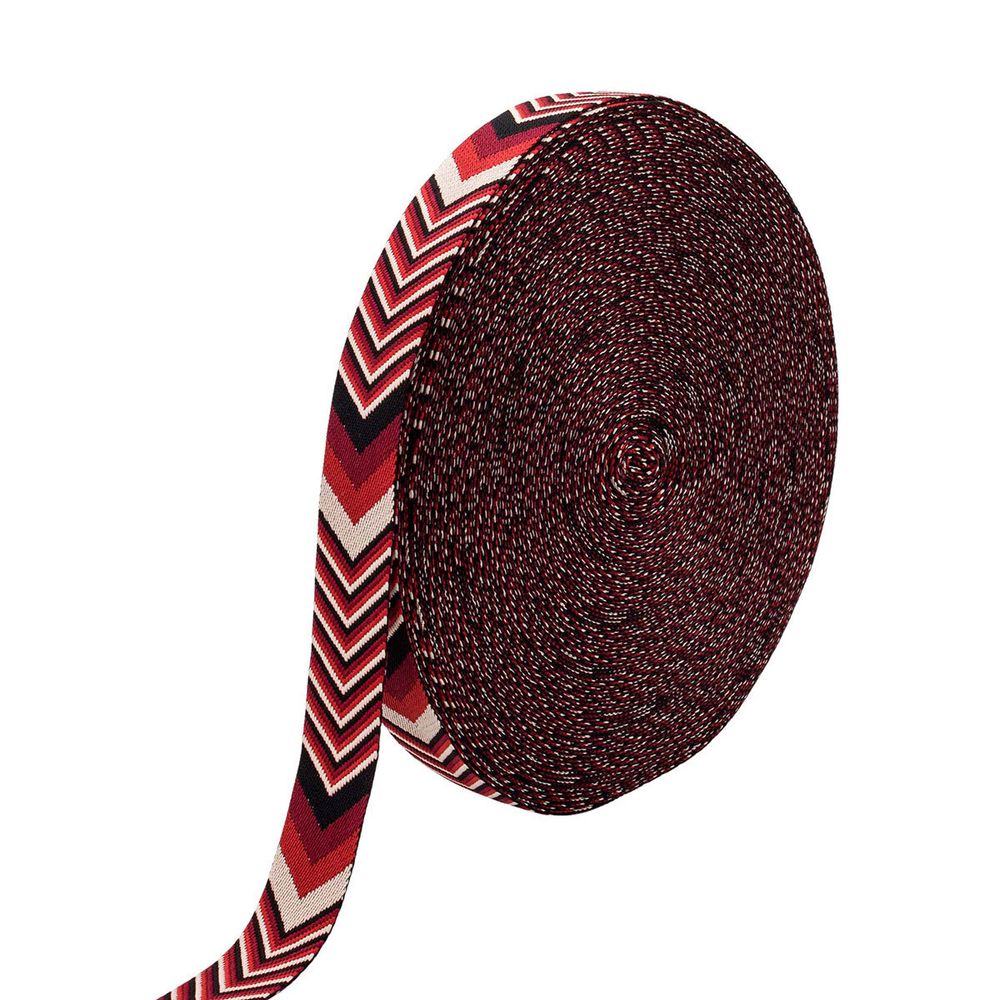 Стропа (ременная лента) 38 мм / 45.72 метра, [38.82 г/пог.м], с принтом 2-сторонняя, D160 красный/бордовый/бежевый, 3Al354