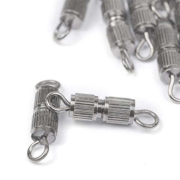Замок винтовой для бус арт.MH.11192-2 цв.серебро 14х4мм уп.50 шт