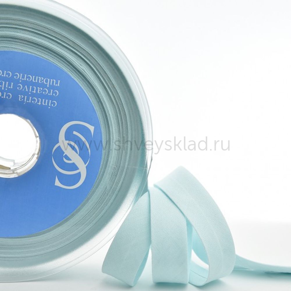 Бейка косая хлопковая с п/э 20 мм, 20 метров, 51 бледно-голубой, Safisa (Spiral)