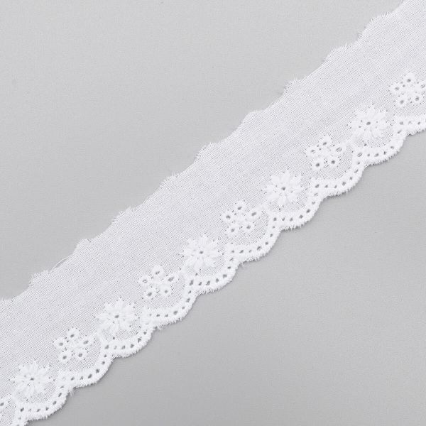 Кружево шитьё 30 мм / 13.72 м, 100% хлопок, белоснежный