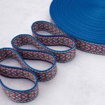 Стропа (ременная лента) 38 мм / 45.72 метра, [35.87 г/пог.м], с принтом, T0404 синий/белый/красный, 3Al362