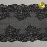 Кружево бельевое эластичное Kruzhevo 245 мм / 10 м, 6333, цв.02 черный /TOS/