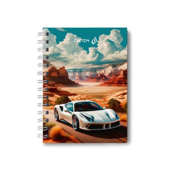 Записная книжка с твердым переплетом, матовая ламинация, на гребне A6 120 л. 4 шт клетка, Дорога в горах 01595, ЗК226 Светоч