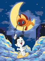 Картина по номерам Фрея, Союзмультфильм. Котёнок Гав и Шарик на Луне, на картоне, 30х40 см