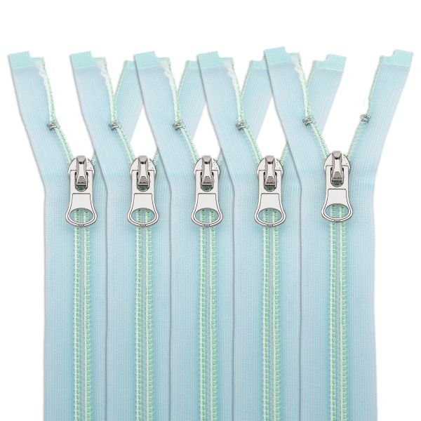 Молния спираль (витая) Т5 (5 мм) 1 зам., разъем., 70 см, прозрачная, металл. слайд., 5 шт