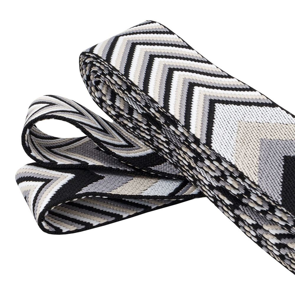 Стропа (ременная лента) 38 мм / 3 метра, [40 г/пог.м], с принтом 2-сторонняя, D147 серый/черный, 3Al354