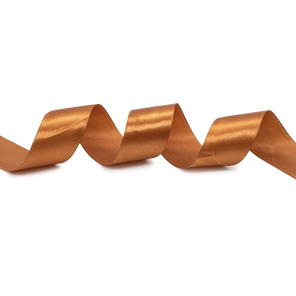 Лента атласная 1-сторонняя 38.0 мм / 22.86±1 метров, 070 золотисто-коричневый, Globus