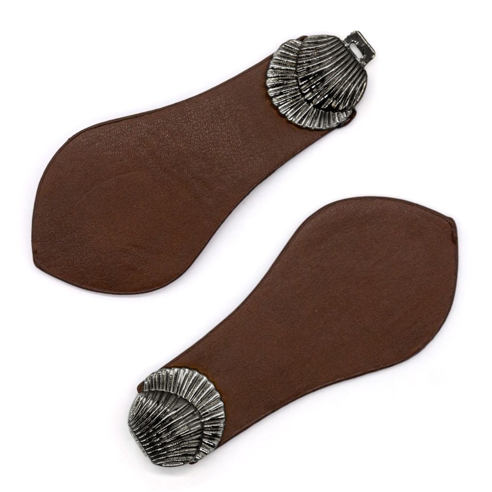 Фурнитура застежка для кардигана кожаная №6 коричневая 21,5 (черный никель), 2 шт