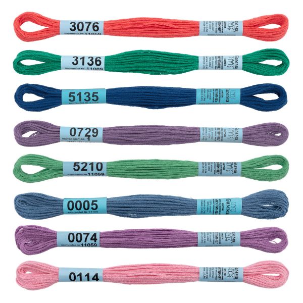 Мулине Gamma 100% хлопок, цв.crystal, 8 мотков по 8 метров