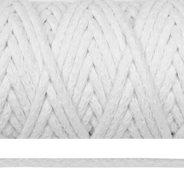 Шнур круглый х/б ⌀5.0 мм / 50 метров, белый