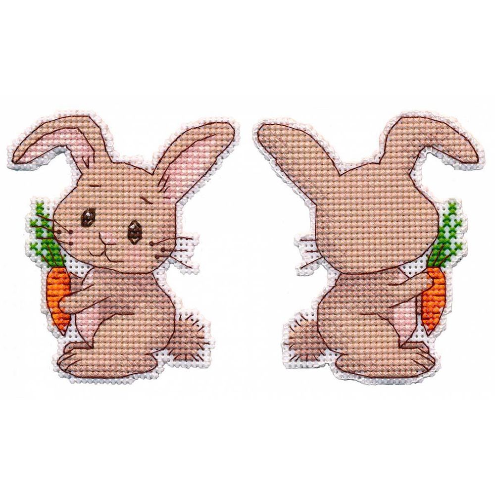 Набор для вышивания нитками Овен, Елочная игрушка. Зайчик 7,3х8,5 см