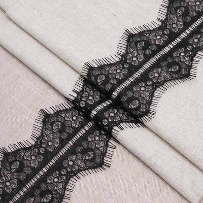 Кружево шантильи (реснички) на сетке 82 мм / 30 метров, черный, 3AR1278