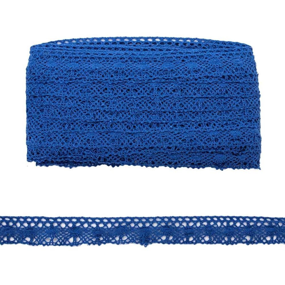 Кружево вязаное (тесьма) 20 мм, х/б, JD054 синий, 20 м