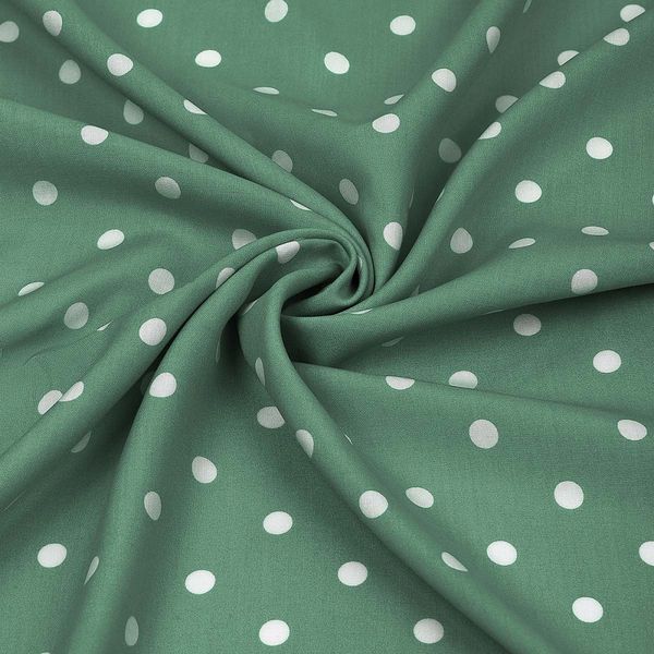 Штапель в горошек 90 г/м², 145 см / 2 метра, TBY.Vidt.05 цв.зеленый