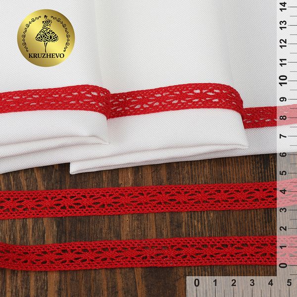 Кружево вязаное (тесьма) 15 мм / 10 метров, диз. 293, цв.31 красный, Kruzhevo