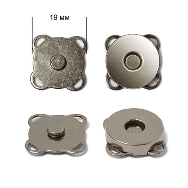 Кнопка магнитная металл пришивная ⌀19.0 мм, TBY.MKK, цв.никель черный, уп., 50 шт, TBY