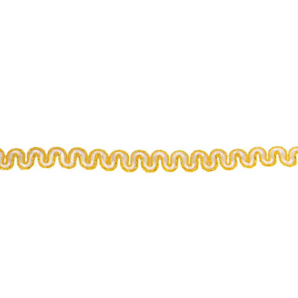 Тесьма декоративная 10 мм / 10 метров, метал. рис. 8657, БЫЛЫЙ/ под золото, Blitz