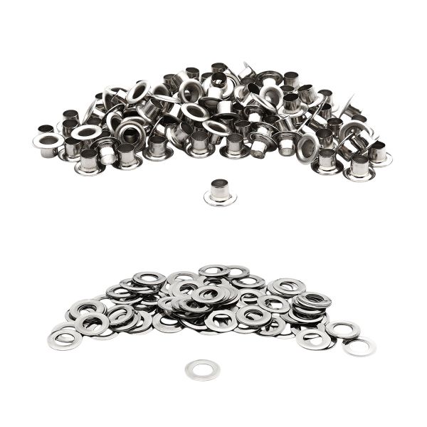 Люверсы металл ⌀_4.87 мм (внутр.), h5.66 мм (внутр.), вн. ⌀9.9 мм (внутр.), №3, сталь, никель, 100 шт, New Star