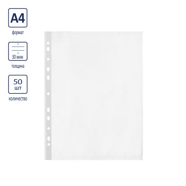 Файл-вкладыш А4 30 мкр. глянц., 50 шт, Classic, прозрачный, Expert Complete