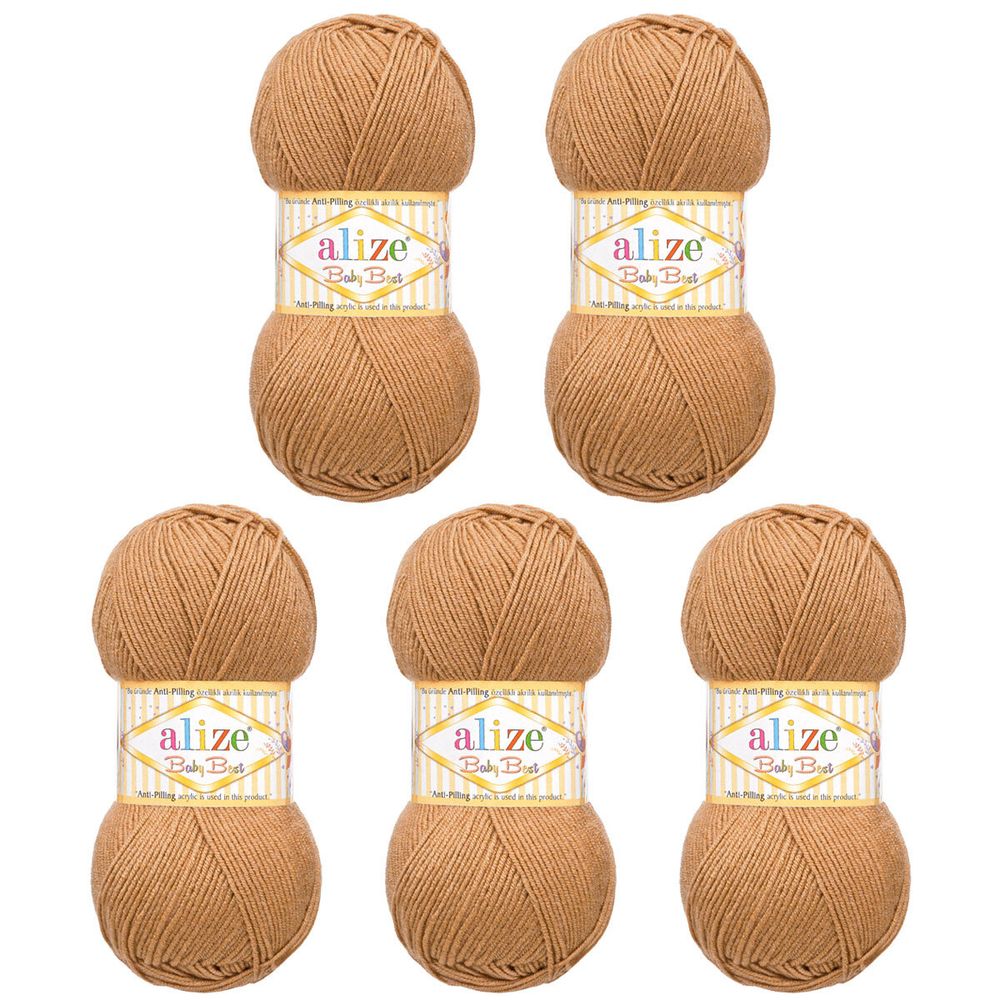 Пряжа Alize (Ализе) Baby Best / уп.5 мот. по 100 г, 240м, 824 светло-коричневый
