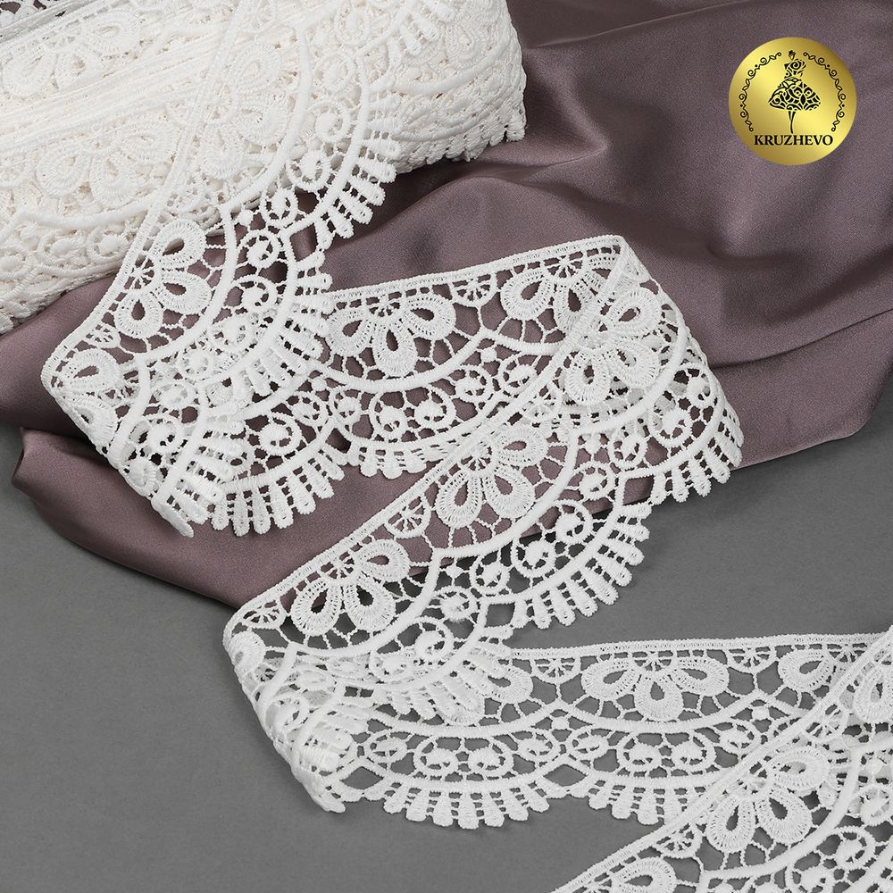 Кружево гипюр (плетёное) 60 мм, TBY.0740, белый, 13.71м, Kruzhevo