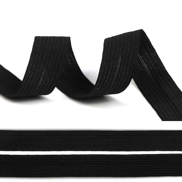 Резинка бельевая (окантовочная) блестящая 16.0 мм / 100 метров, вязаная, F322 черный