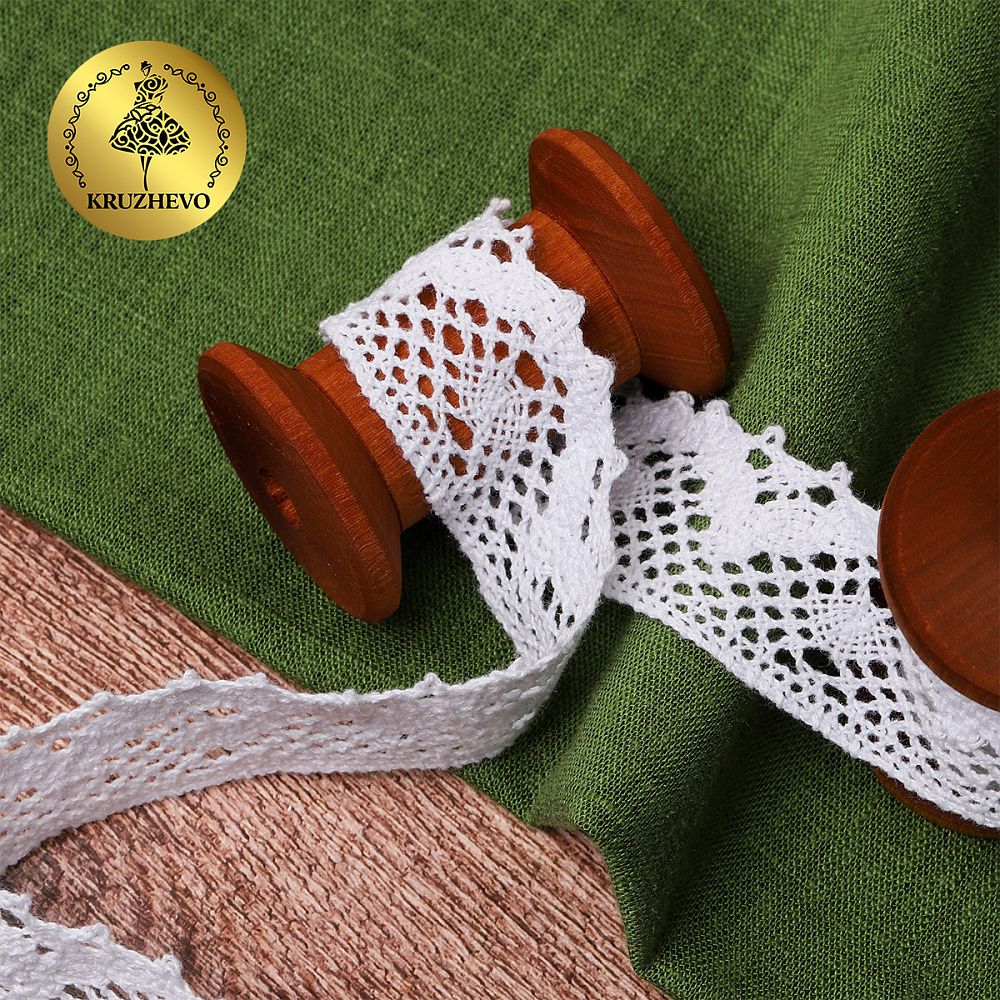Кружево вязаное (тесьма) 30 мм / 10 метров, цв.02 белый, Kruzhevo