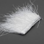 Перья на ленте декоративные Страус FBY-15-01 15см белый уп.2м