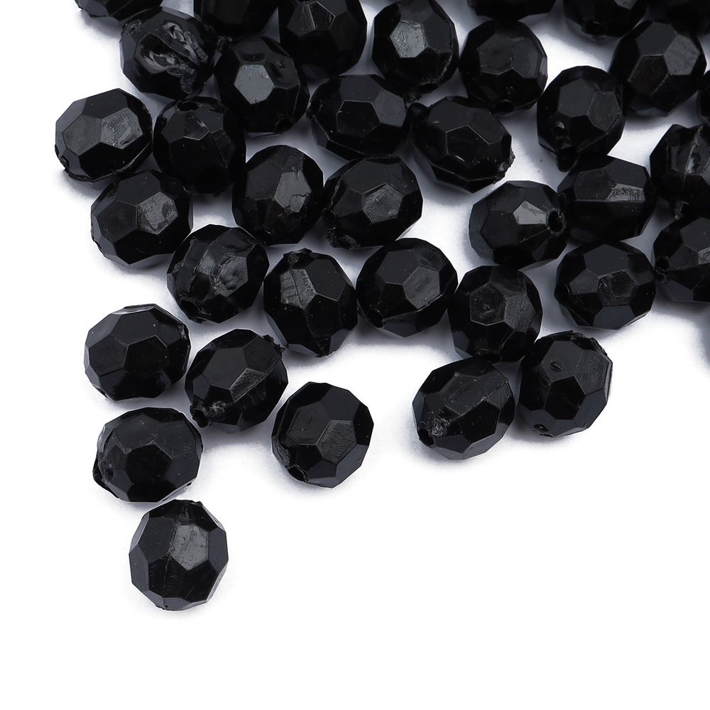Бусины акрил ⌀10 мм, прозрач. в цвете, граненые круглые, 25 г, Astra&Craft (MG.3241.45 черный)