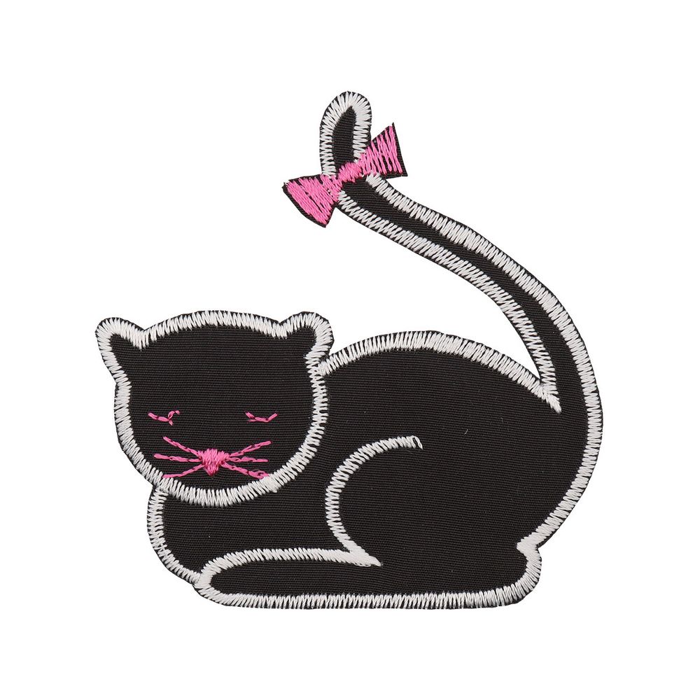 Термоаппликация Кошка, 80х84мм 10 шт (черно-белый), 50342