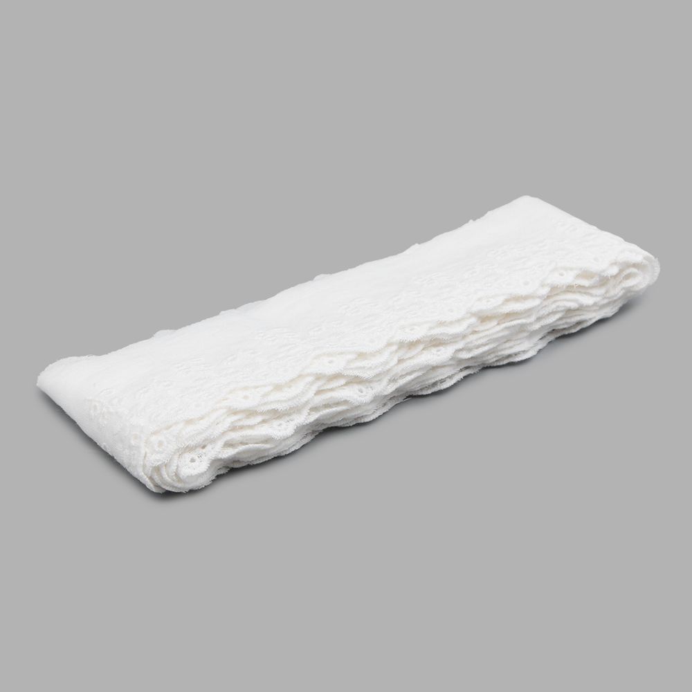 Кружево шитьё х/б 58 мм / 3.4 метра, цвет неотбеленный