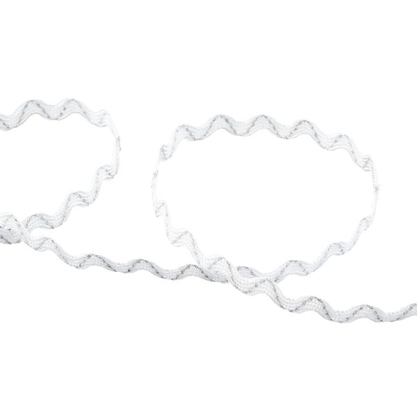 Тесьма отделочная зигзаг 9 мм, / 20 метров, белый/под серебро, Blitz