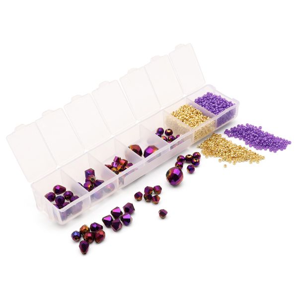Бусины стекло набор Вечерний фиолетовый, 70±2 шт, Astra&Craft