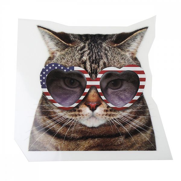 Термотрансфер арт.1231 Кот в очках 13.6х12см, уп.2 шт