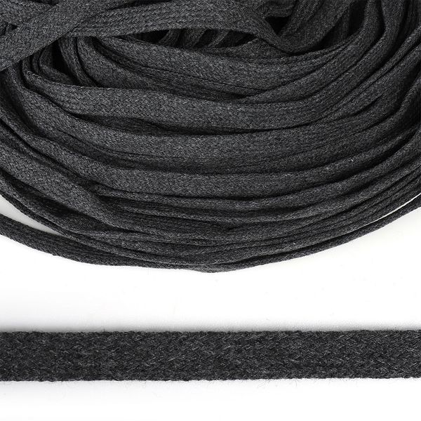 Шнур плоский плетеный х/б ⌀8.0 мм / 50 метров, классическое плетение 030 т.серый