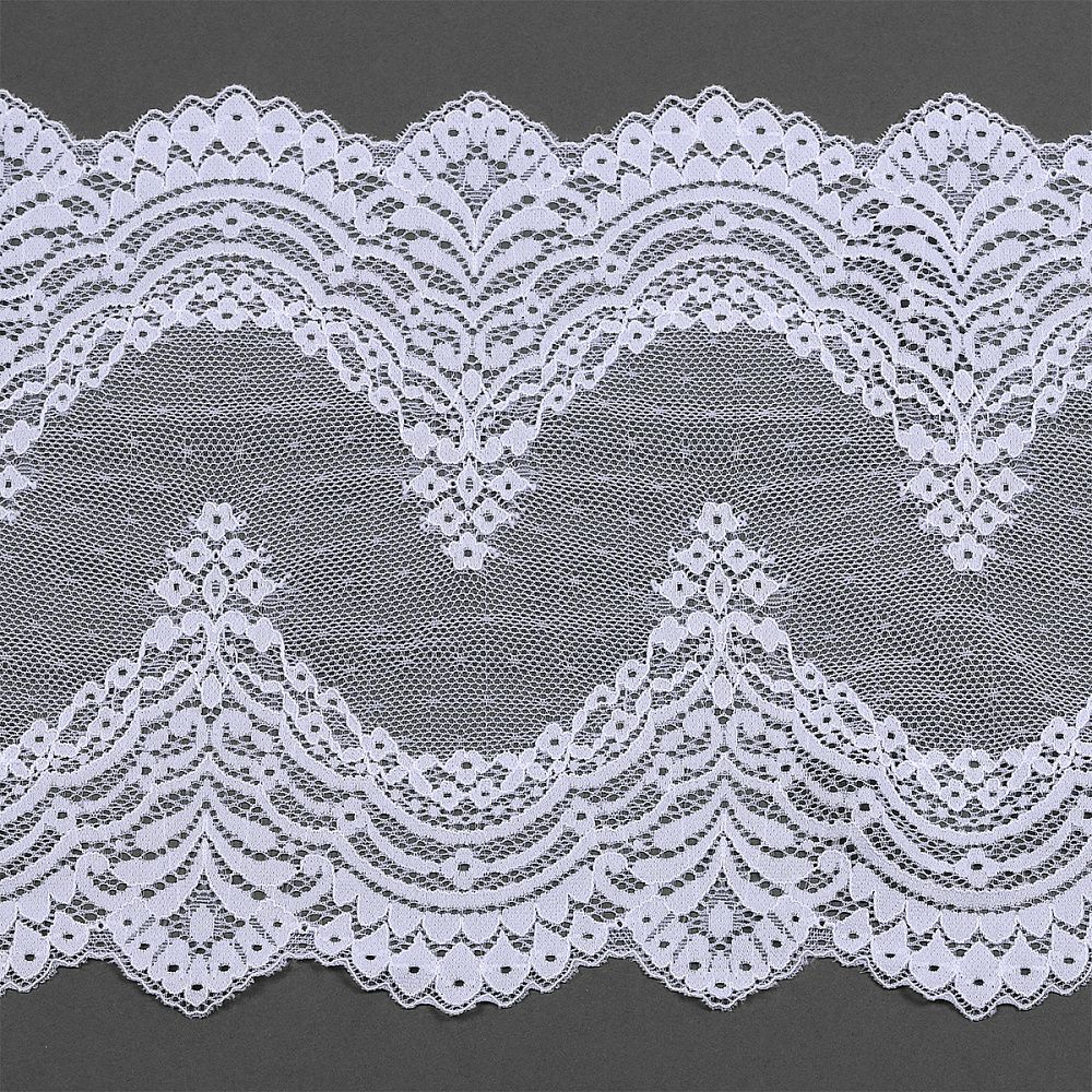 Кружево бельевое эластичное 230 мм / 3 м, 8036 цв.01 белый, Kruzhevo